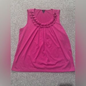 Rafaella Fuchsia Ruffle Neck Tank Top